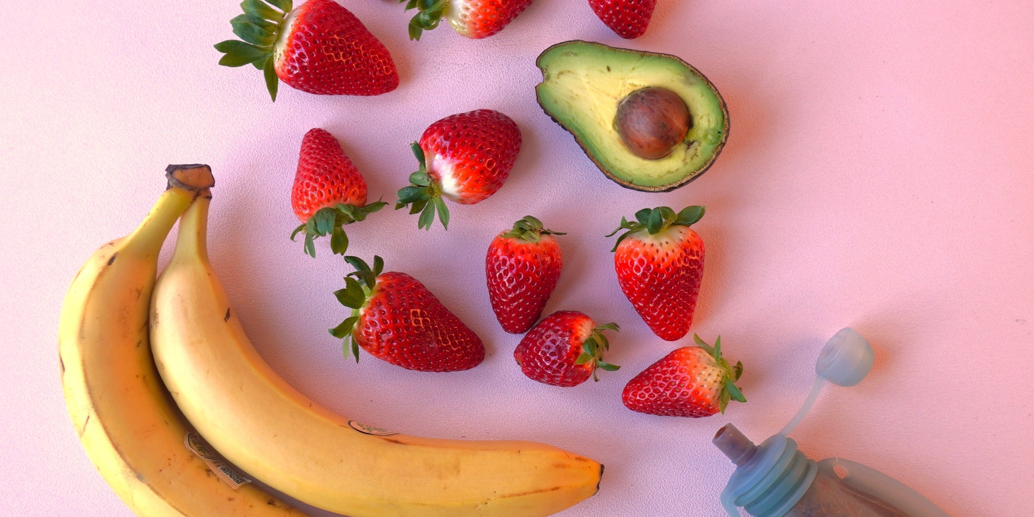 Banan, avokado, jordgubb